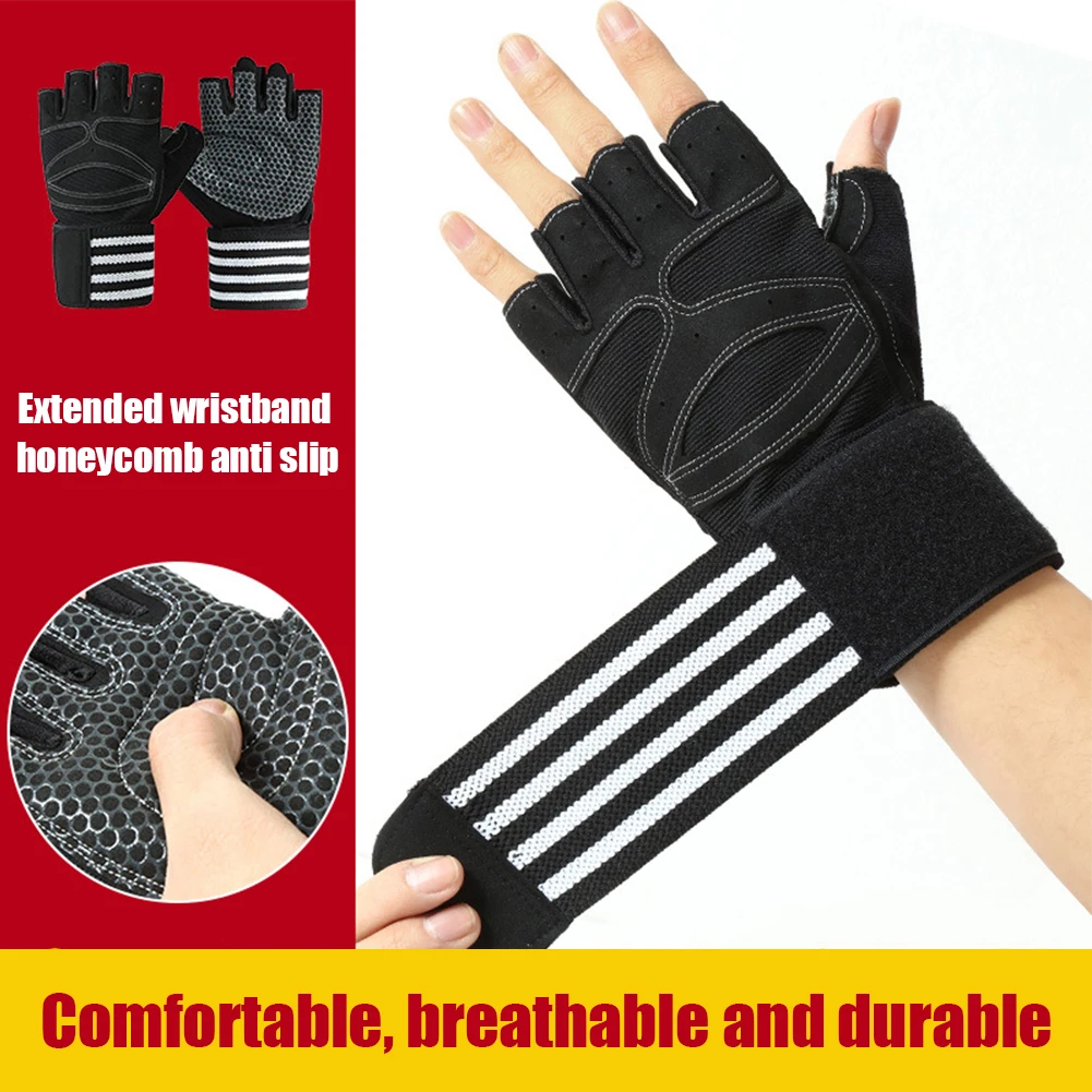 

1 Pair Weight Lifting Compression Gloves Half Finger Sports Wrist Protector Anti Slip Fitness Sports Hand Wrist Protector Gloves