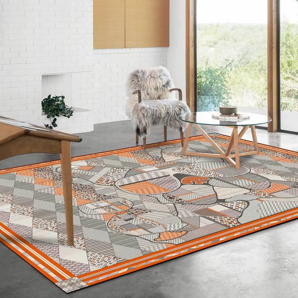 

Bubble Kiss Light Luxury Orange Bulldog Pattern Carpets for Living Room Bedroom Decoration Rug Sofa Door Mat Home Thick Carpet