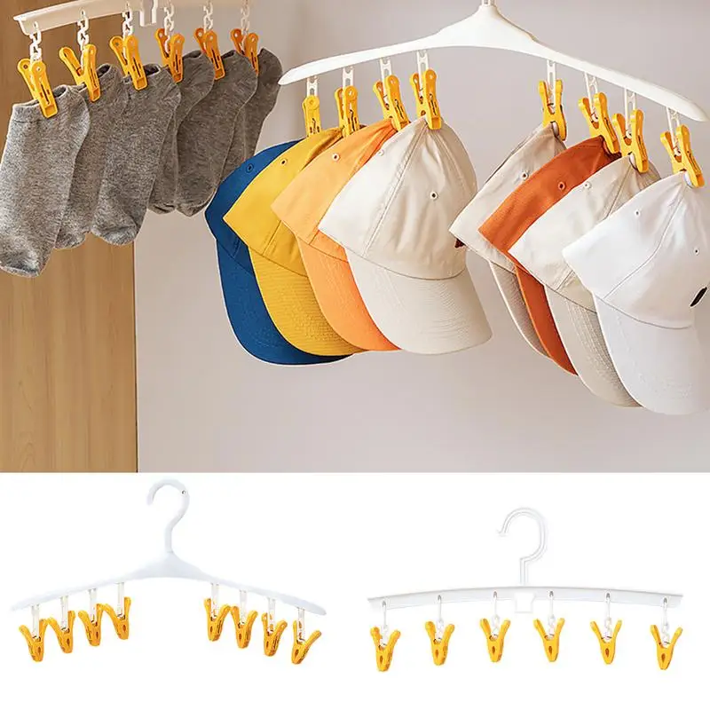 

Clothes Drying Hanger With Clips Multifunctional Laundry Hanger Space Saving Socks Drying Rack Windproof Rack For Clothing