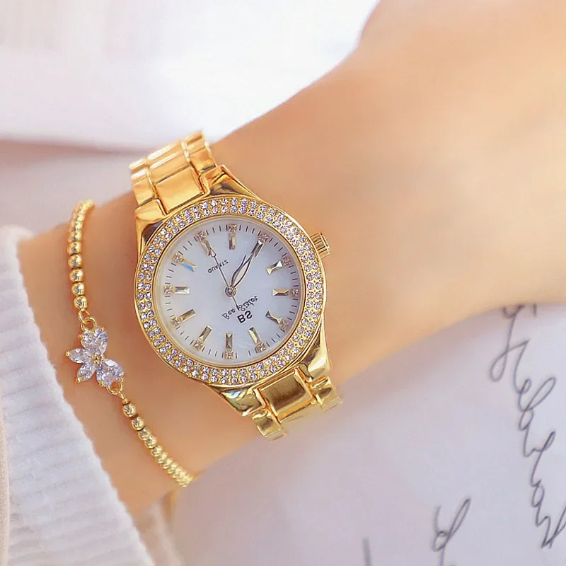Ladies Wrist Watches Dress Gold Watch Women Crystal Diamond Watches Stainless Steel Silver Clock Women Montre Femme 2022