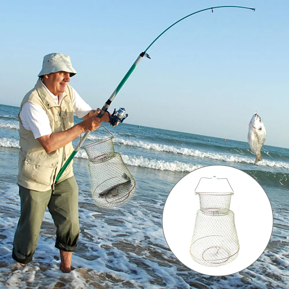 2pcs Iron Wire Easy Use Fish Basket Crab Outdoor Portable Professional Durable Fishing Accessories Storage Squid Collapsible |