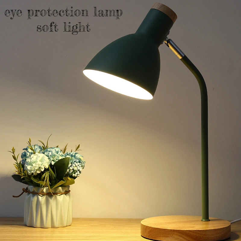 

Nordic Eye Protection Reading Table Lamp Wooden Art Iron Desk Lamps Multi-angle Creative Light Living Room Bedroom Home Decor