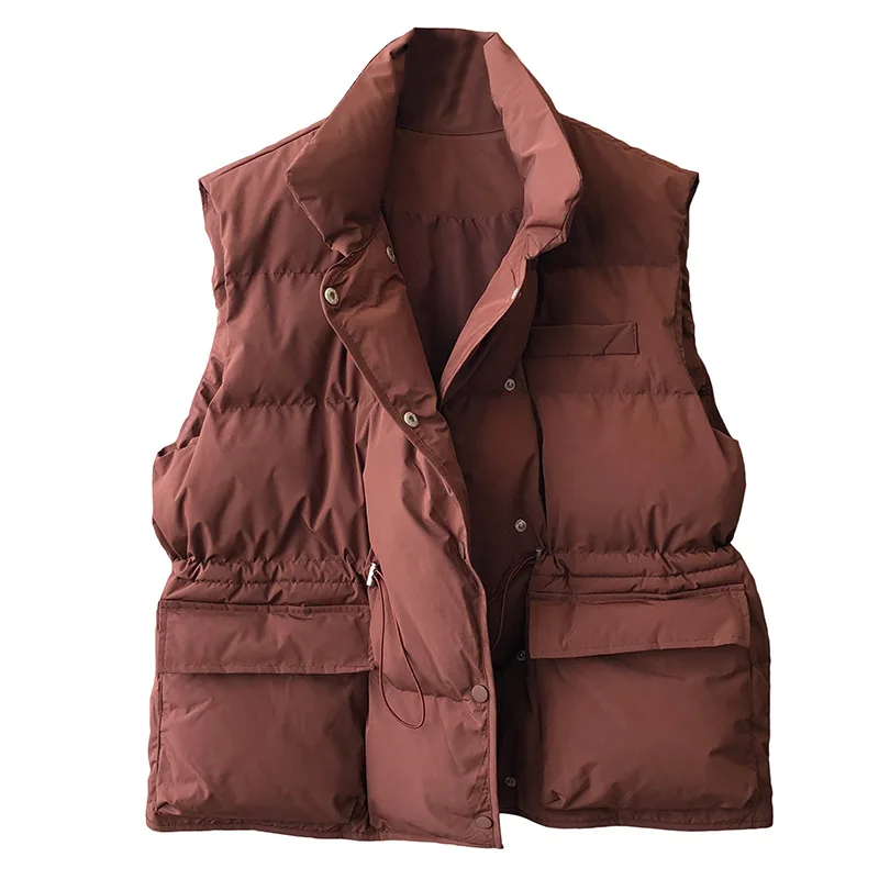 Down Cotton Vest Female 2022 Autumn and Winter New Loose Collar Waist Thickening Undershirt Jacket