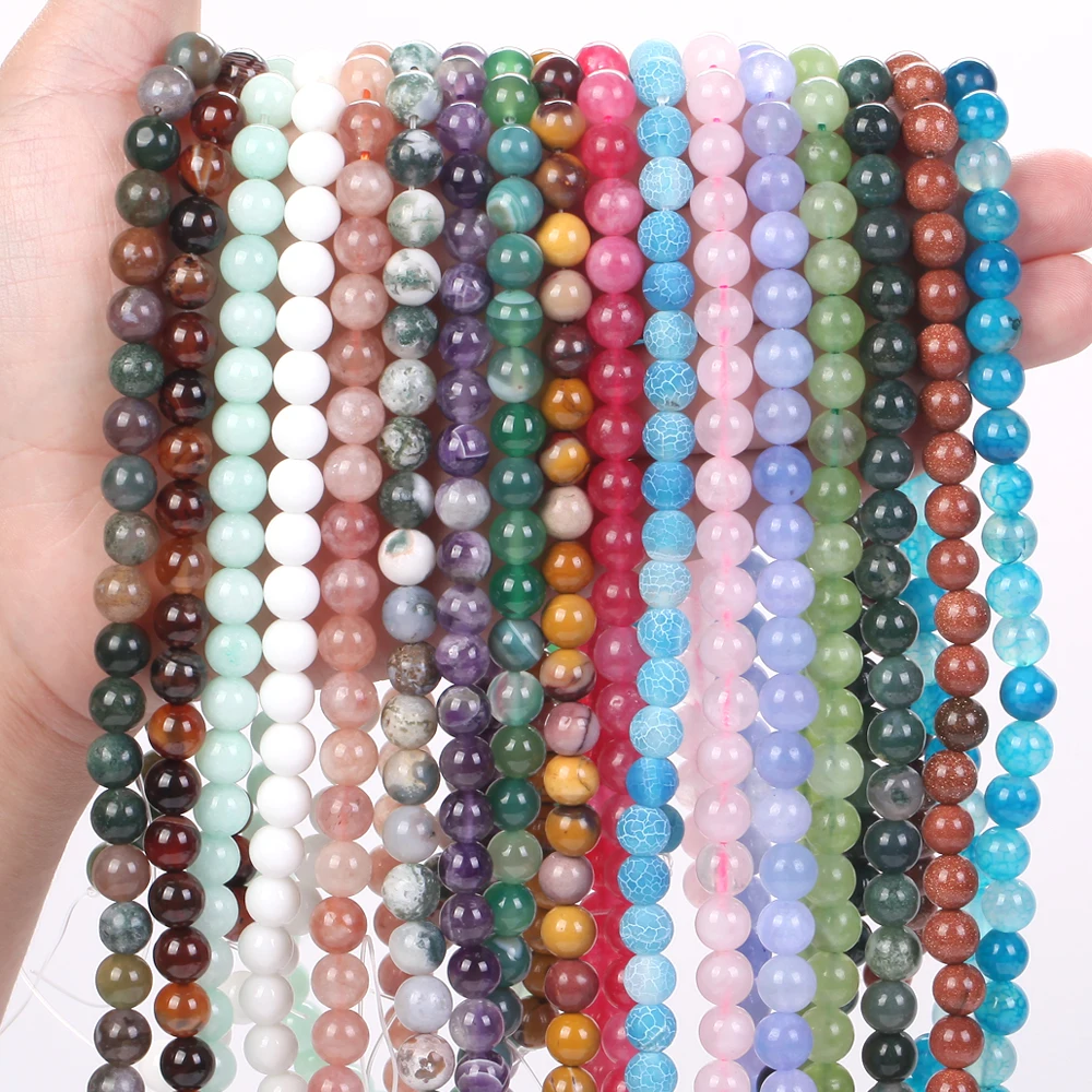 

Natural Stone Beads Tourmaline Quartz Amazonite Tiger Eye Glass Agates Jaspers Beads for Jewelry Making DIY Bracelet Accessories