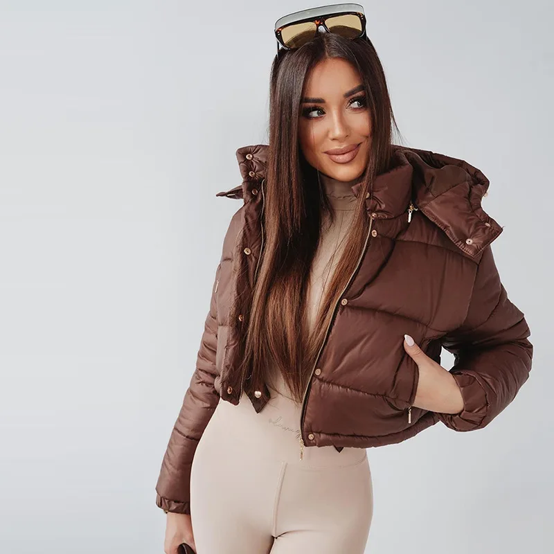 Loose Warm Removable Hooded Warm Short Cotton Jacket Women's Autumn and Winter New Long-Sleeved Embroidered Short Jacket