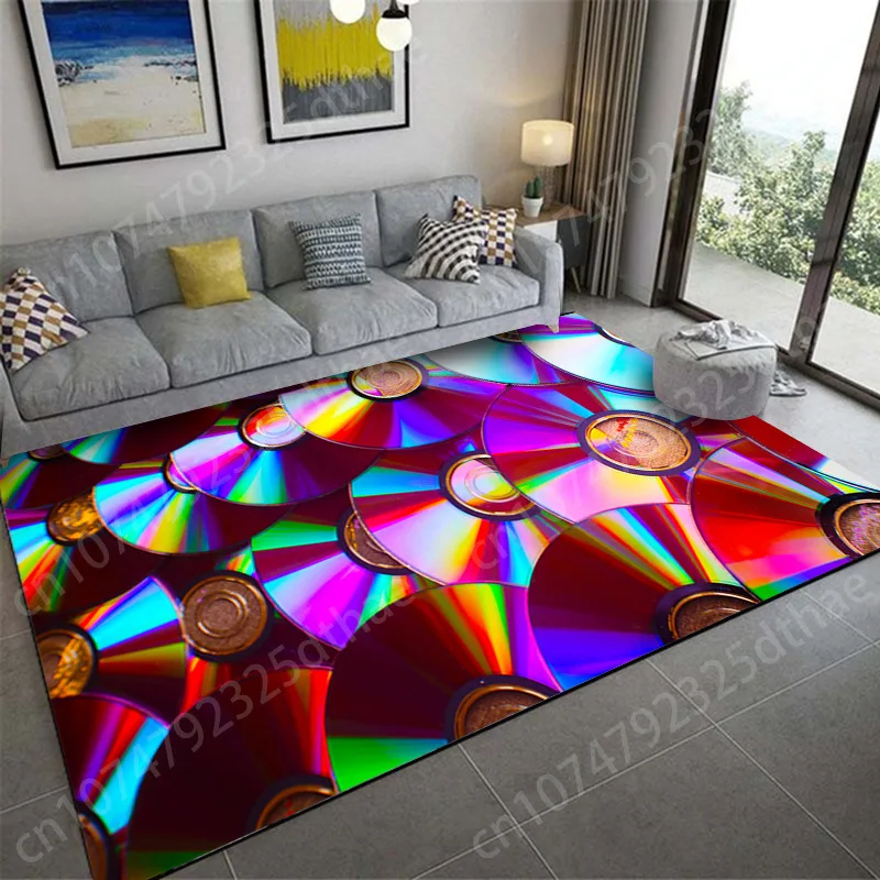 

Disc CD Pattern Carpet Sofa Table Mat Non Slip Area Rug for Living Room Home Decor Hallway Bedroom Bedside Washable Floor Mats