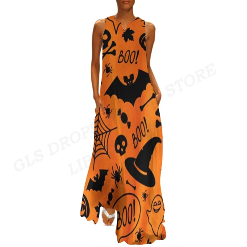 

Платье на Хэллоуин, женские модные длинные платья, Женский вечерний сарафан, элегантные Макси-халаты, повседневные свободные длинные платья, большие размеры