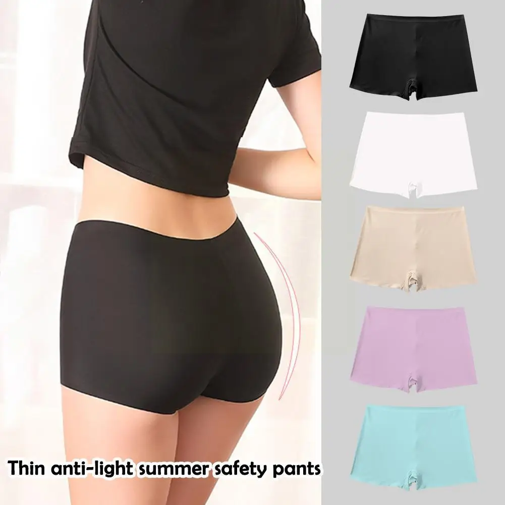 

Супер охлаждающие безопасные короткие брюки, бесшовные боксеры из ледяного шелка для женщин, шорты под юбку, летние дышащие противосковорода M1d9