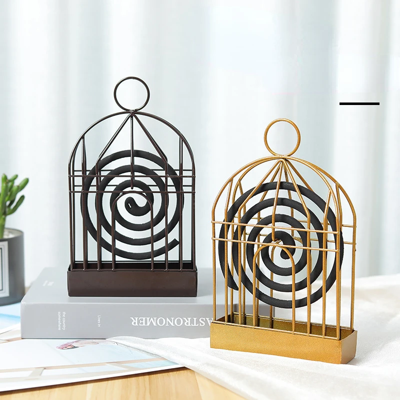 Creative Mosquito Coil Holder Nordic Style Birdcage Shape Summer Day Iron Mosquito Repellent Incenses Rack Plate Home Decoration