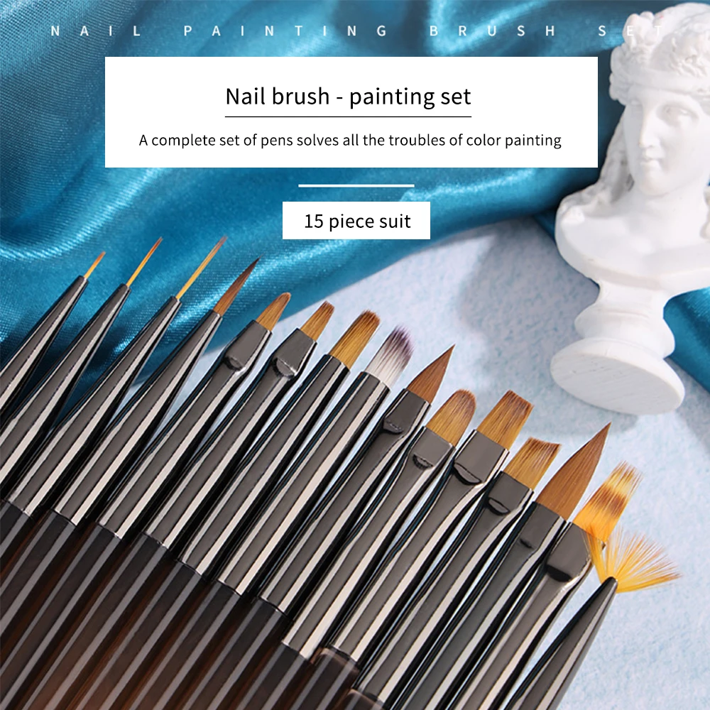 3 Pcs Nail Brush Set Manicure Gel Brush For Nail Art Nail Brush Tool Acrylic Liquid Powder Carving Gel Brush Liner Brush Kit