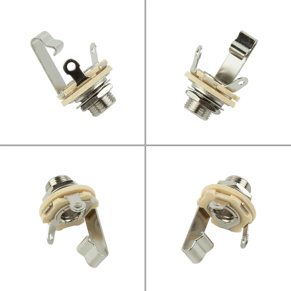 

Brand New Durable Guitar Jacks Jacks Socket Adapter Panel Mount Parts Replacement Set 1/4\" Silver 6 Pack 6.35mm