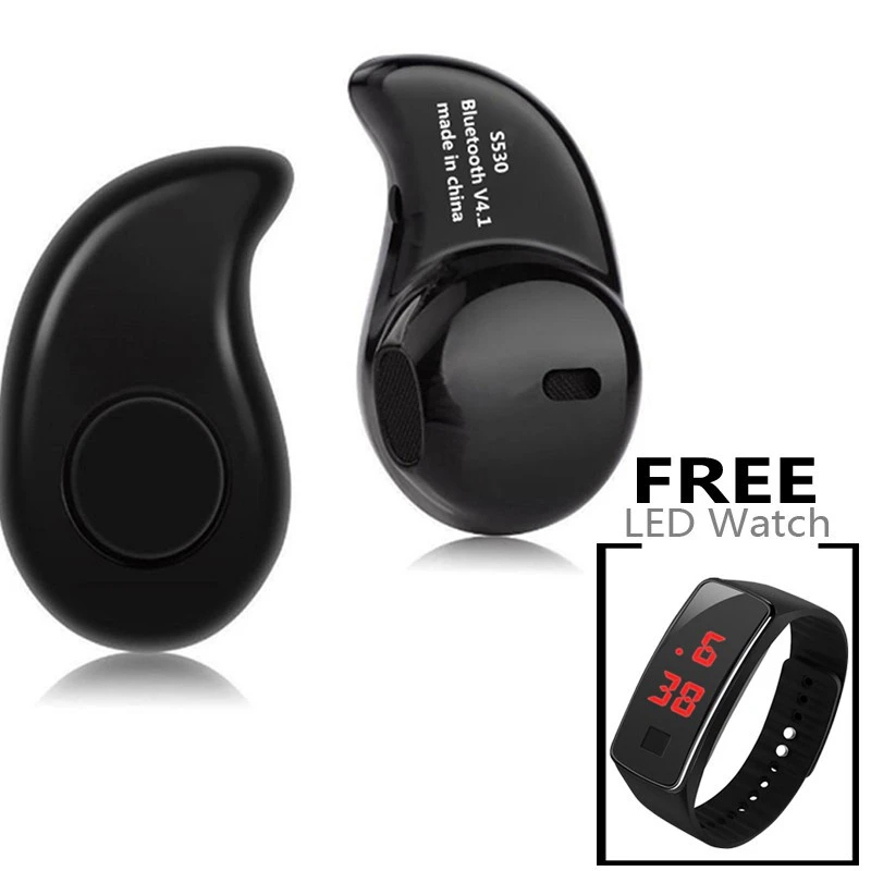 

High QualityOriginal S530 Mini Bluetooth Headset Wireless Headphone Music Bass Earphone With Free LED watch