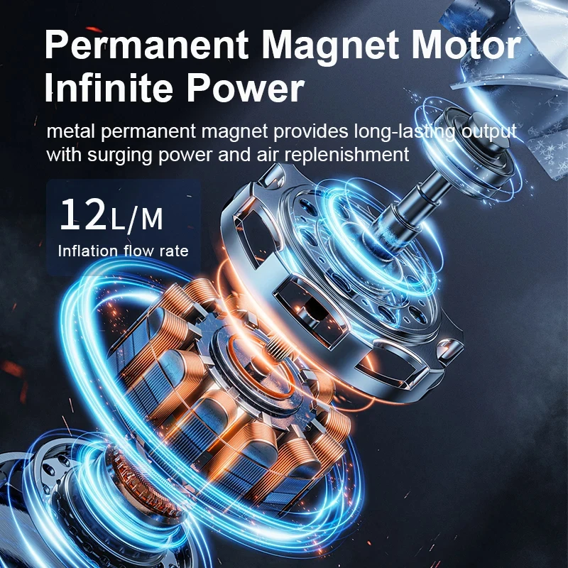 Электрический мини-портативный велосипедный насос с цифровым манометром PSI