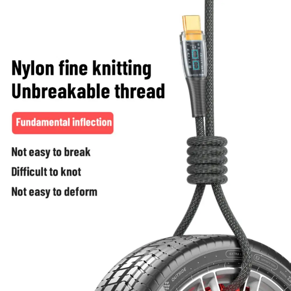 

PD 100W 60W Data Cable Transparent Super Fast Charging Type-C For Iphone Huawei Transparent Phone Data Transmission