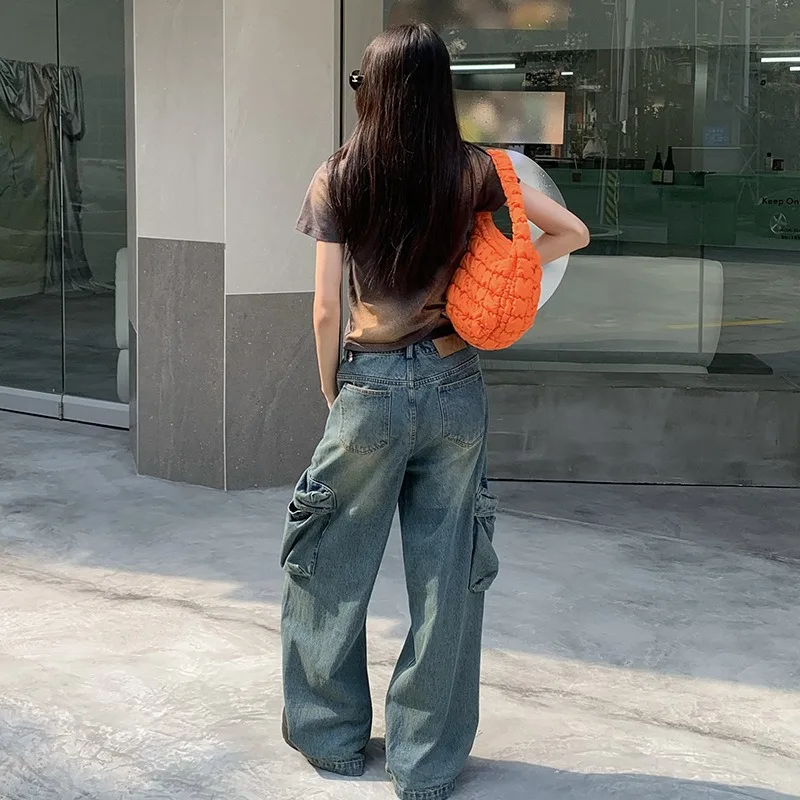 Уличный модный винтажный Повседневный флуоресцентный градиентный кроп-топ с