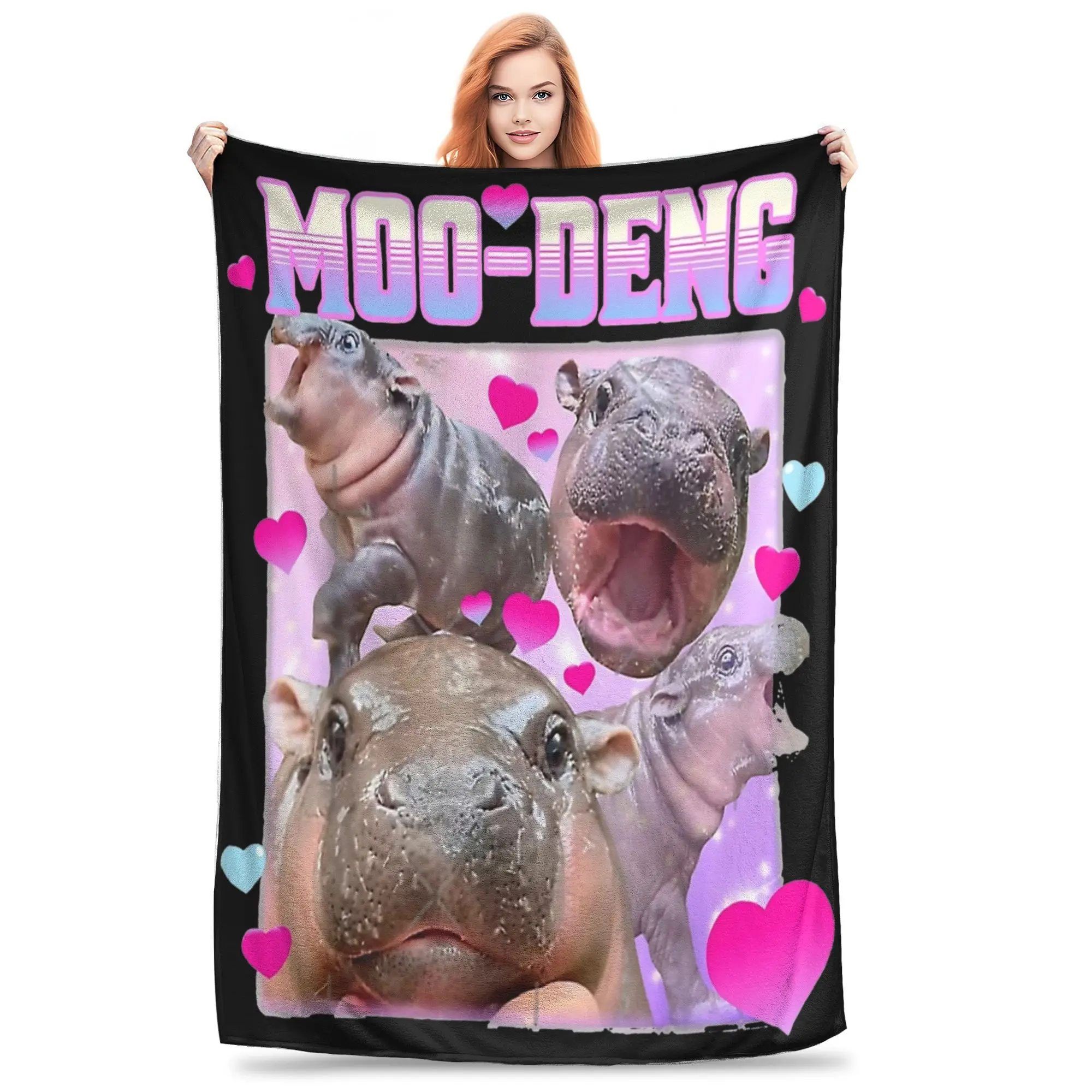 Милое одеяло Hippo Moo-Deng Animal Lover очень мягкие и теплые одеяла разных размеров для