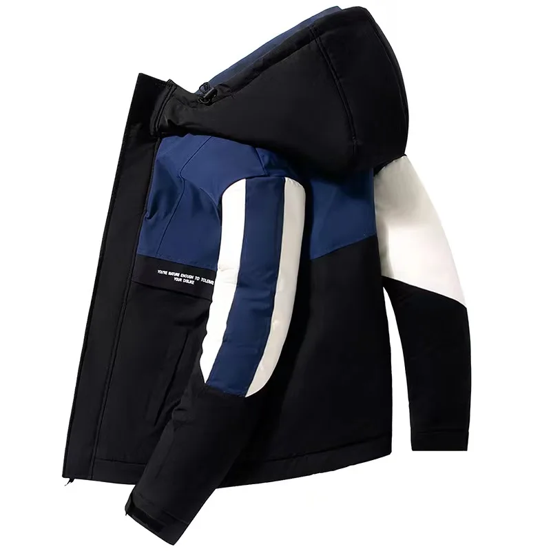 Down jacket men's 2022 new men's tide brand leisure tooling coat youth thickened hooded warm pie overcome