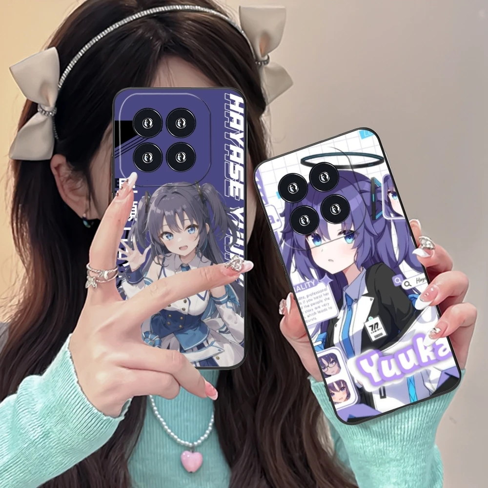 Синий архив Yuuka чехол для мобильного телефона Xiaomi 14 13 12 11 10 9 T Ultra Lite Pro S SE X 5G черный