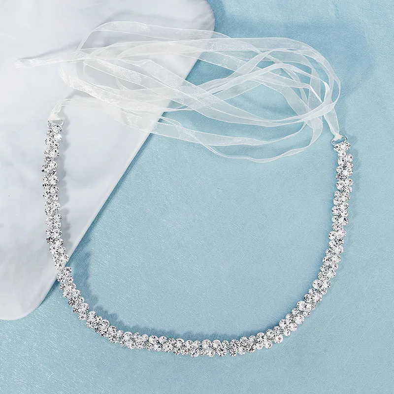 

New Silver Rhinestones Bridal Belt Crystal Pearls Ribbons Wedding Belt Sash For Bridal Bridesmaids Dresses