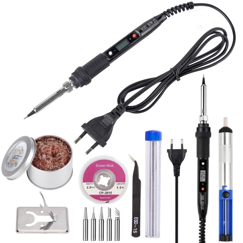 

220V 110V 60W/80W Electric Soldering Iron Adjustable Temperature Digital Display Welding Repair Tools With Solder Tin Iron Tips