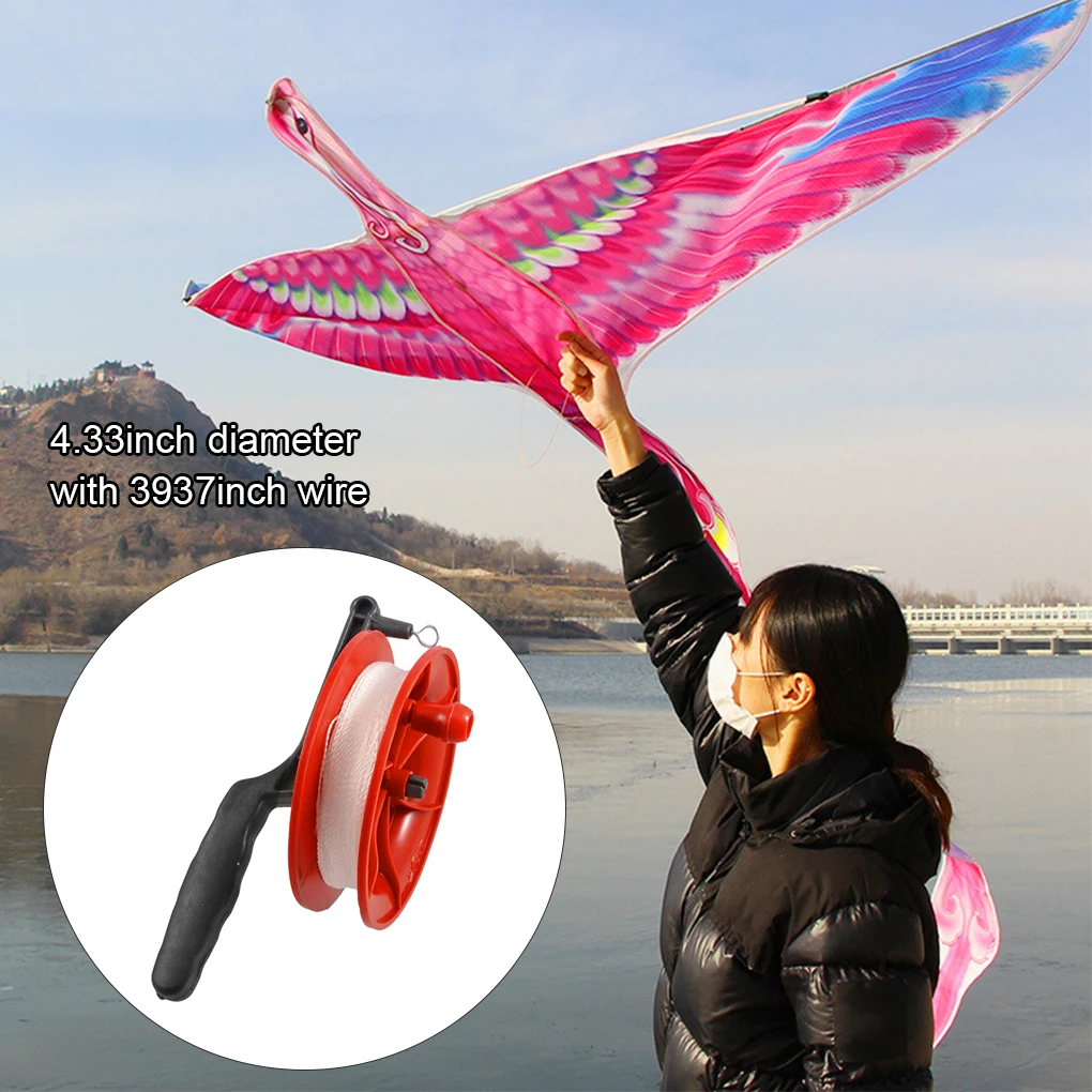 

100M Flying Kite Lines Ballbearing Red Reel Winder Crafted Round-shape Wheel String Outdoor Wear-resistant Twisted Axis