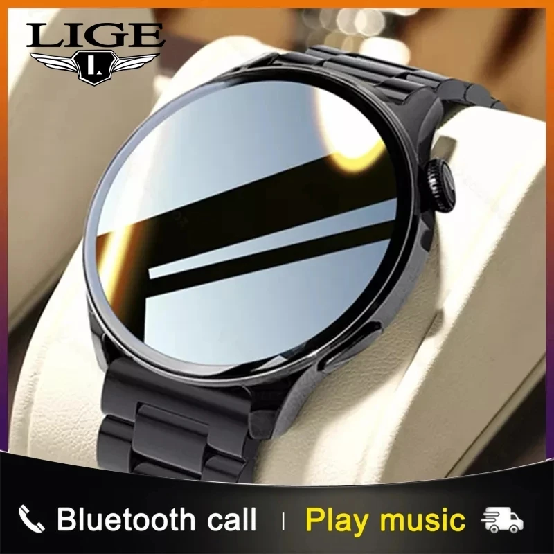 

LIGE New Bluetooth Call Smart Watch Men Sports Fitness Tracker Watches Business Steel Band Full Touch Screen Smartwatch For Men