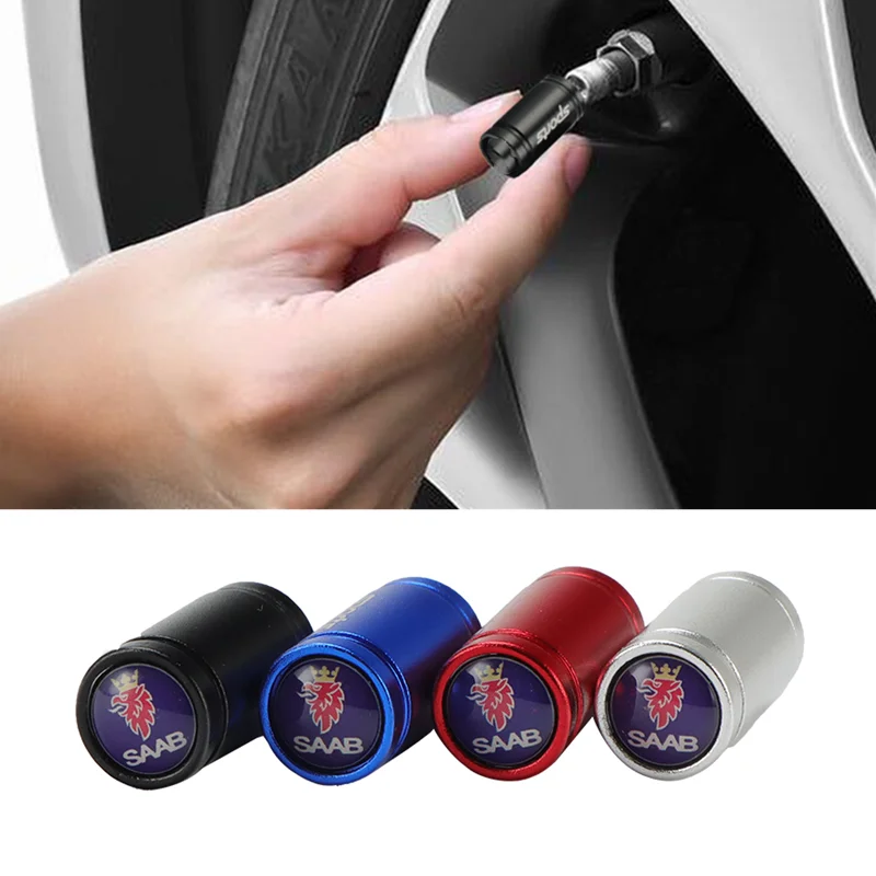 

4PCS Car Sport Wheel Tire Valve Caps Cover For Saab 9-3 9-5 900 9000 Saab 93 95 Auto Accessories
