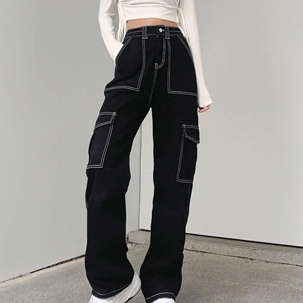 

Winter Cool High Waist Women Jeans Trendy Cargo Pants Loose for Work