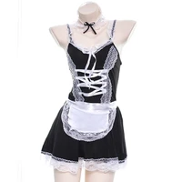 japanese sweet lolita girls maid cosplay pajamas kawaii lace sleeve bow halter bandage women party role play sexy lingerie set