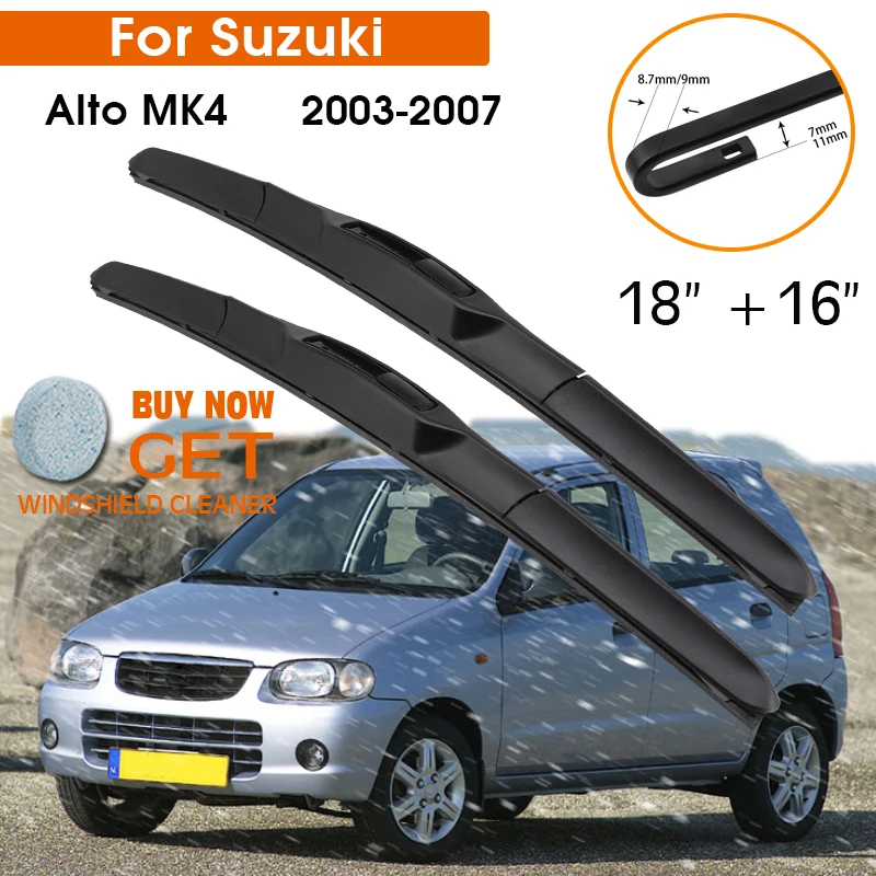 

Car Wiper Blade For Suzuki Alto MK4 2003-2007 Windshield Rubber Silicon Refill Front Window Wiper 18"+16" LHD RHD Accessories