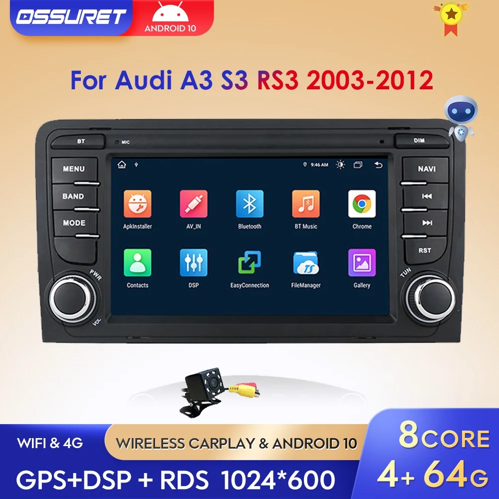 

Для Audi A3 S3 RS3 2003-2012 AI Voice Android 10 Auto Stereo 7 "радио GPS 2 Din в автомобиль мультимедийный плеер RDS SWC WIFI CarPlay FM BT