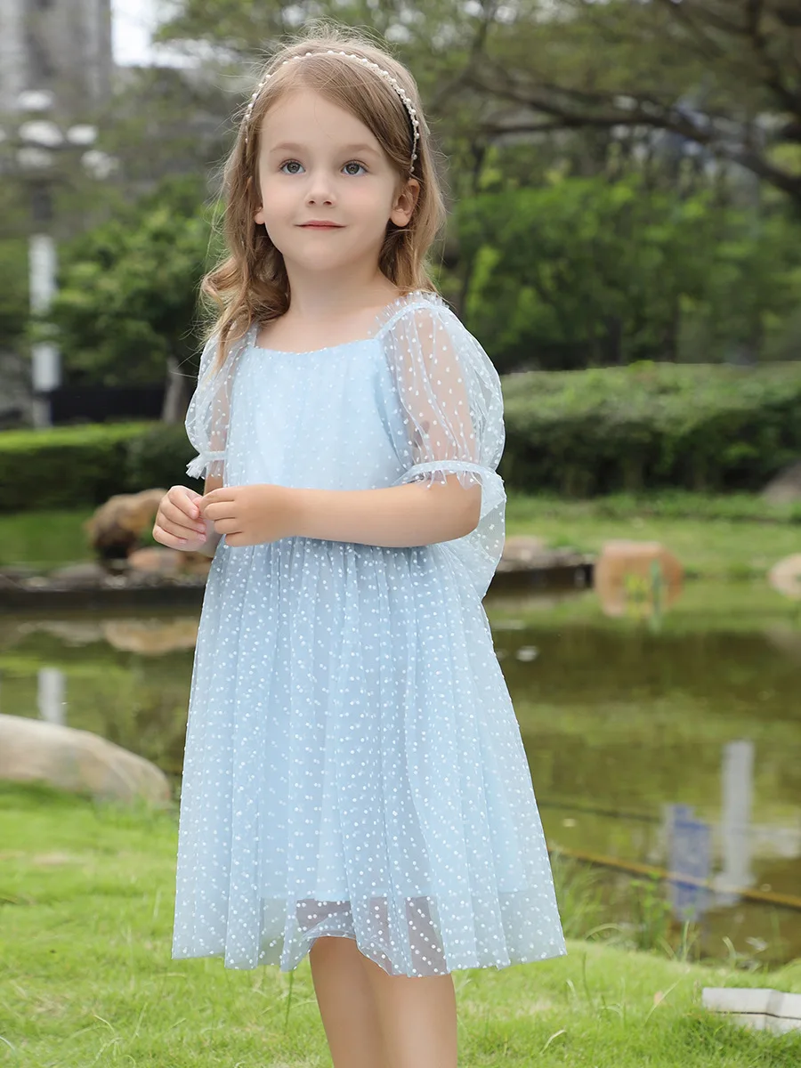 Новое летнее Сетчатое платье для девочек мягкое и удобное воздушное газовое с