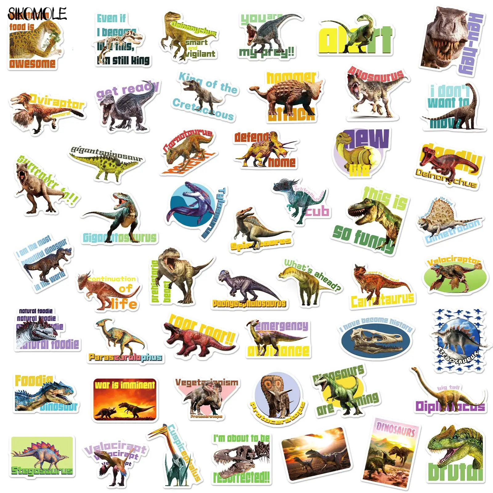 10/30/50/100PCS Dinosaur Animal Stickers Jurassic Anime DIY Toy Laptop Guitar Luggage Bike Skateboard Decals Graffiti Sticker F5 images - 6