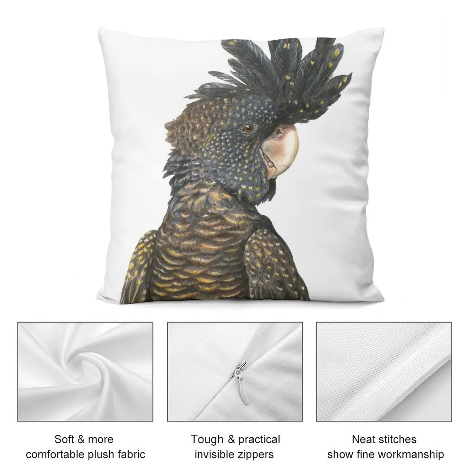 Черная декоративная подушка для дивана с мраморным узором