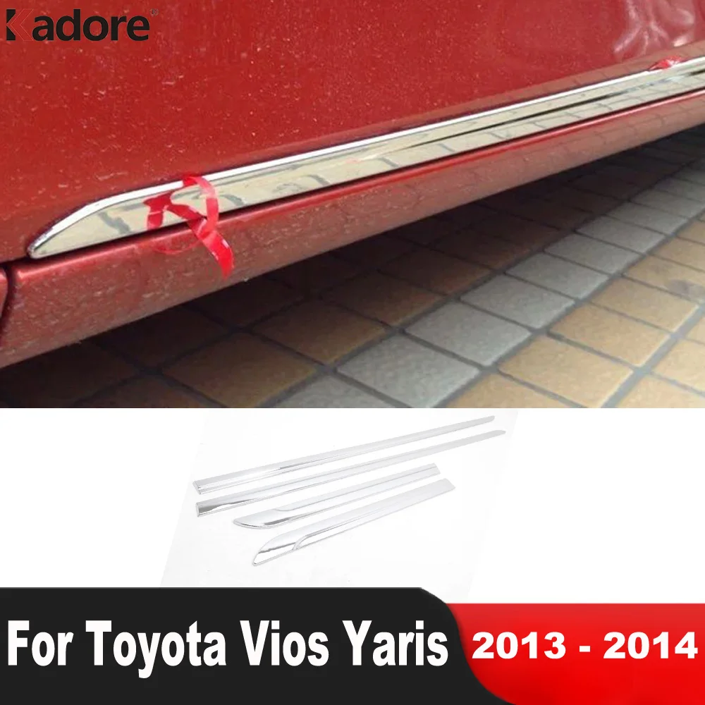 

For Toyota Vios Yaris 2013 2014 ABS Chrome Car Side Door Body Trim Molding Strip Panel Bumper Hoods Styling Accessories