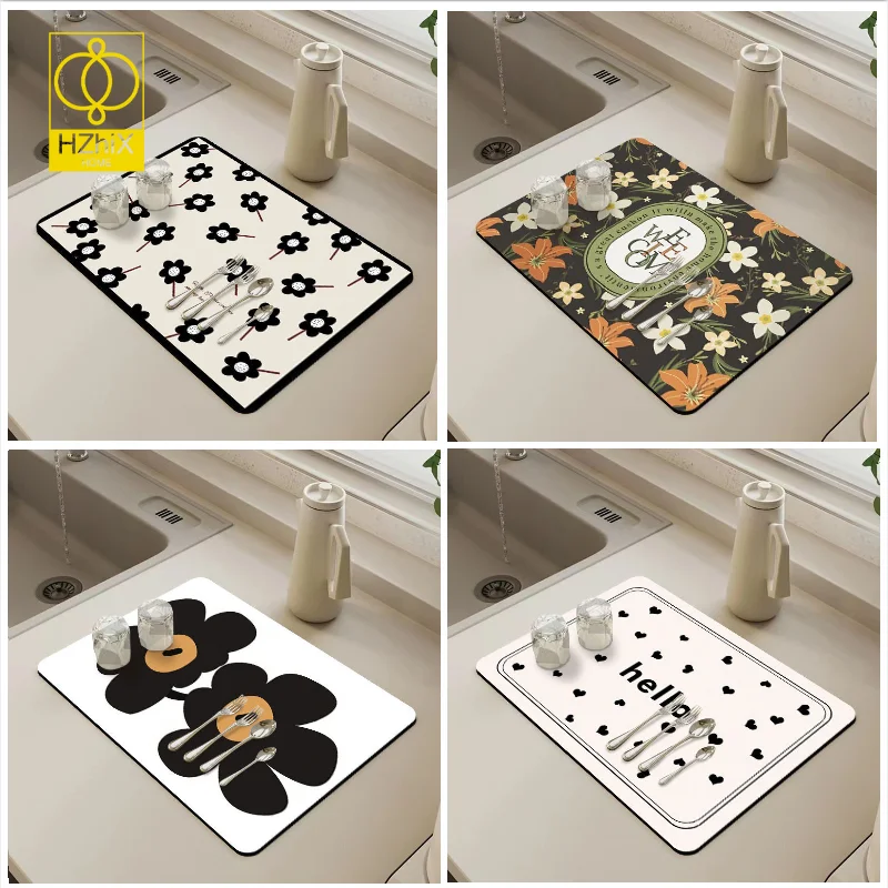 

Silicone Anti-Bacteria Dish Drying Mat Super Absorbent Draining Pads Tableware Drain Pad Waterproof Anti-Slip Pet Feeding Mats