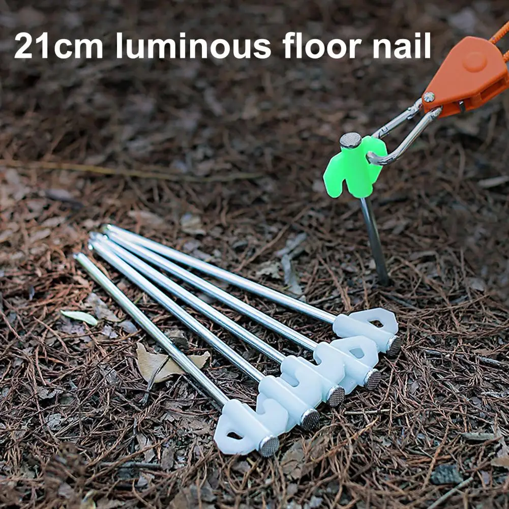 

2 шт. наземные гвозди, многофункциональные утолщенные устойчивые стальные светящиеся флуоресцентные наружные стойки