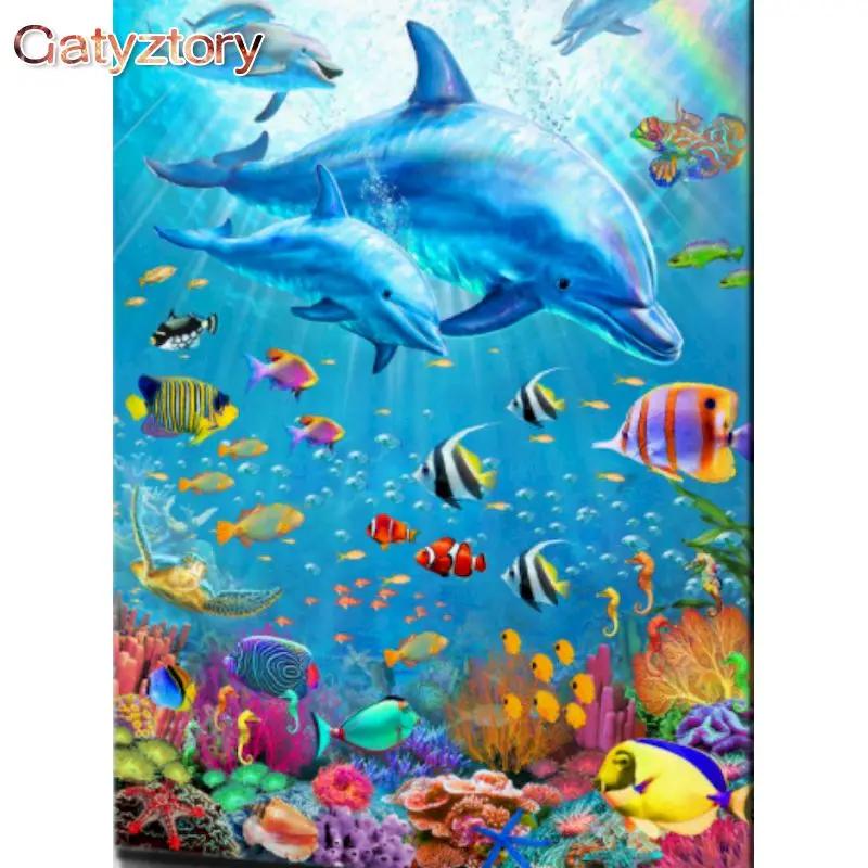 Набор для рисования по номерам на холсте морские животные 60 х75 см