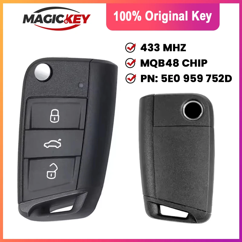Фото MAGICKEY 5E0 959 752 D 5E0959752D OEM для Skoda Rapid Octavia MK3 2013+ MQB 48-чиповый 434 МГц брелок-ключ без функции Keyless Go MQB48 №1