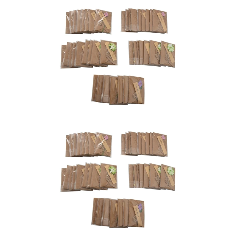 

Dried Flowers Greeting Cards, 100Pcs Handmade Greeting Cards Vintage Kraft Blank Note Card Thank Notes For Birthday