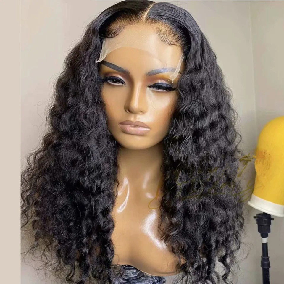 26Inch 180%Density Long Kinky Curly Middle Part Glueless Large Lace Front Wig For Black Women With Baby Hair Heat Resistant