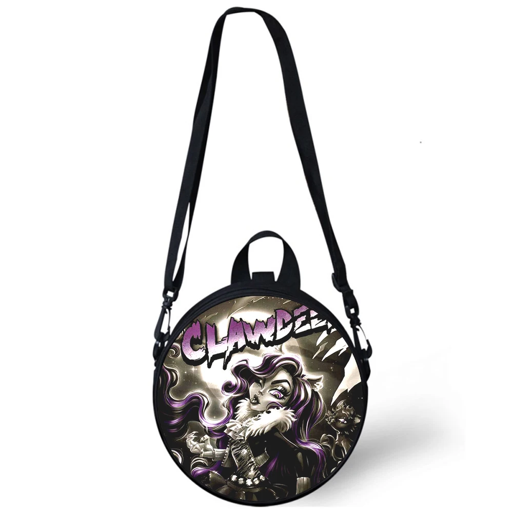 Monster High Anime Child kindergarten Bag 3D Print Crossbody Shoulder Bags For School Women Mini Round Bagpacks Rugtas Bag