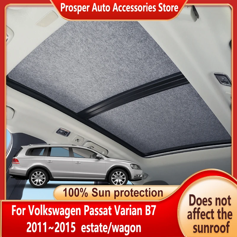 Фото Солнцезащитный козырек-шторка на люк для Volkswagen Passat B7 Variant 2011-2015 (защита от солнца, адсорбционное крепление) №1