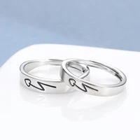 fashion simple couple rings at first sight for men and women retro heart opening pair ring valentines day gift popular jewelry