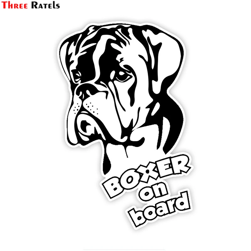 

Three Ratels LCS055# 11x17cm Dog Boxer On Board Colorful Car Sticker Funny Stickers Styling Removable Decal
