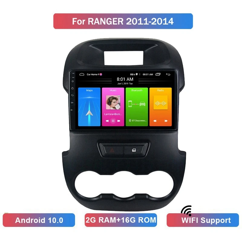 

9 Inch 2 Din Android 10.0 Car MP5 Player Stereo Radio 2+16GB Wifi Bluetooth GPS Navigation For Ford Ranger 2011-2014
