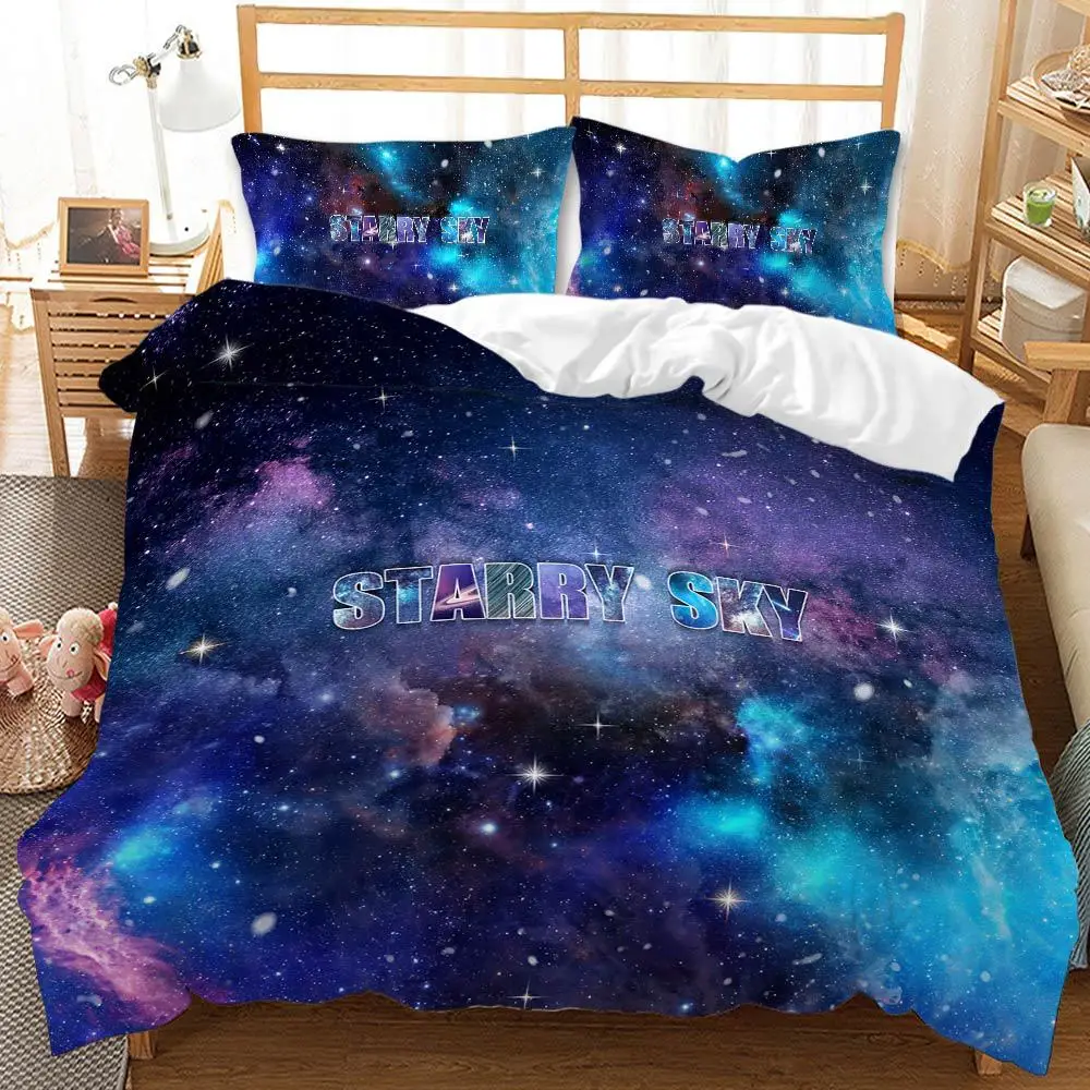 

Outer Space Universe Moon Star 3D Bedding Set Duvet Cover Pillowcases Comforter Bed Linen Gift Room Decor Twin Queen King Size