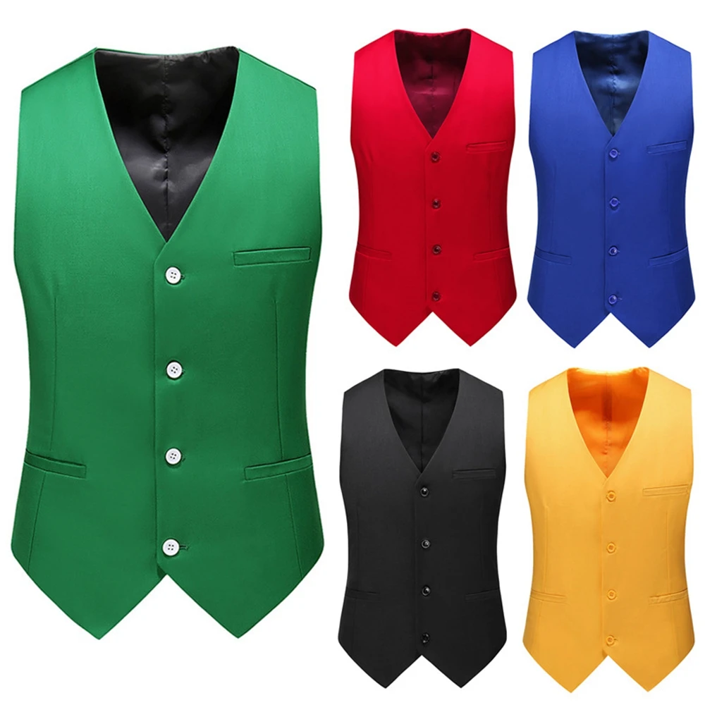 Vest Men 2020 New Fashion Casual High Quality Solid Color Single Breasted Slim Large Size Business Vest Waistcoat Men