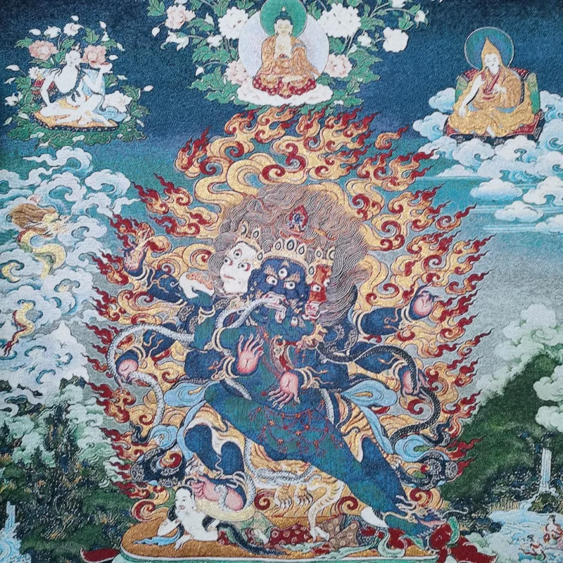 Тибетский вышитый шелковый ковер буддистского танка "Ваджрапани Чана Дордже" размером 36 дюймов для медитации и украшения дома.