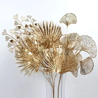 1pc artificial flowers new years decor golden plastic leaves grass christmas fake plants for wedding living room decorations